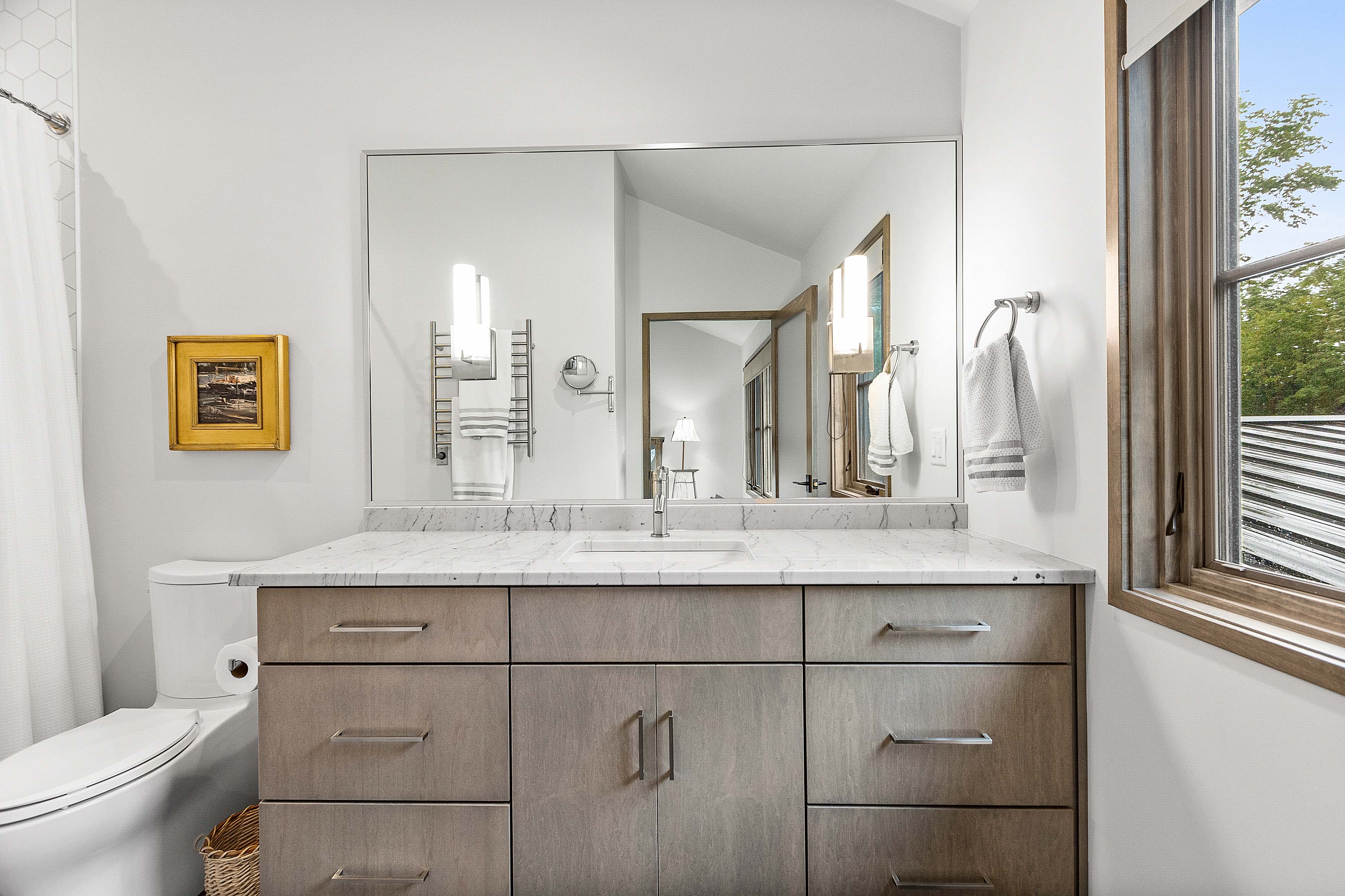 bathroom with cabinet