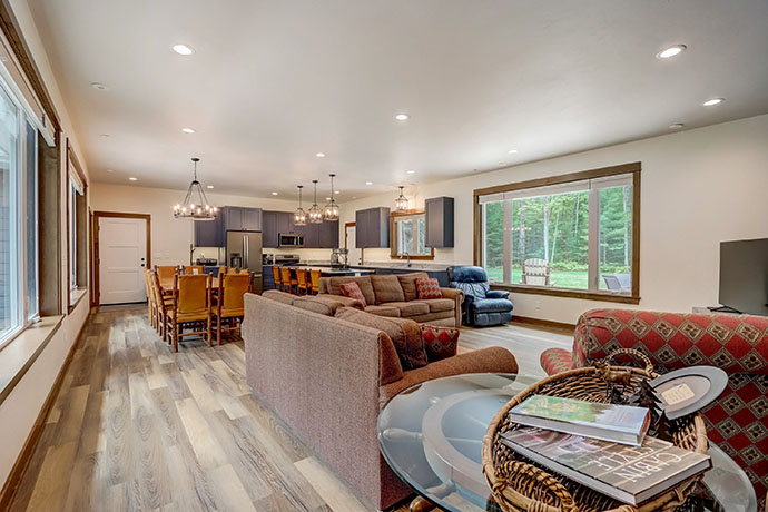 Rustic open living room and dining