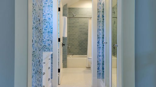 Guest Bath with Mirrored Storage