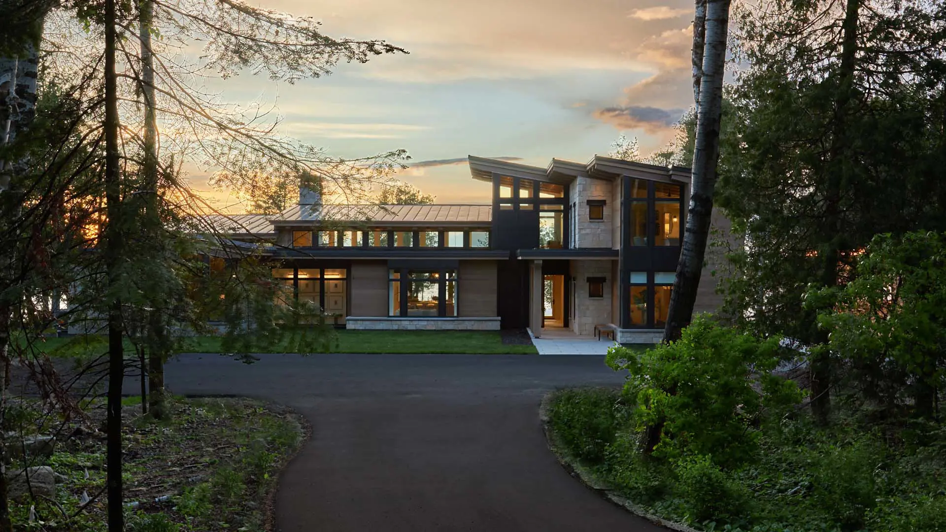 luxury home with sustainable design and rooftop solar panels