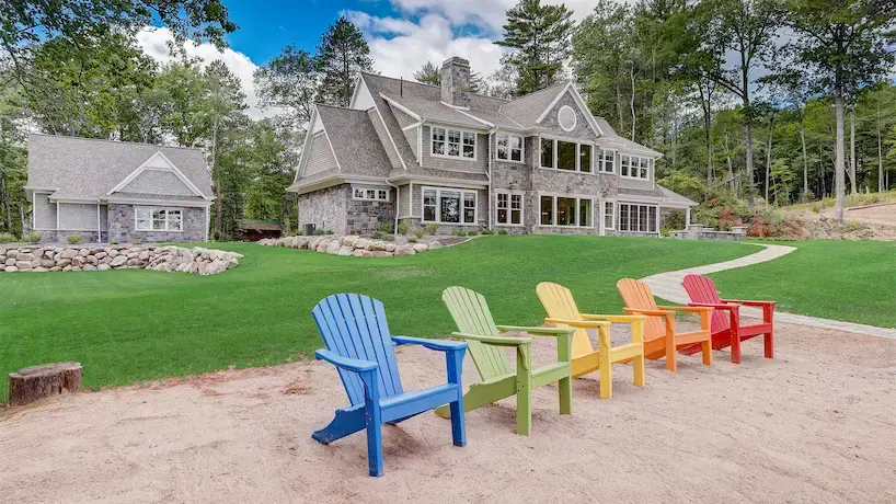 backyard of a luxury lakeside home in Wisconsin